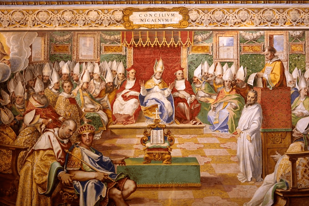 Fresco in Capella Sistina, Vatican, Public domain, via Wikimedia Commons