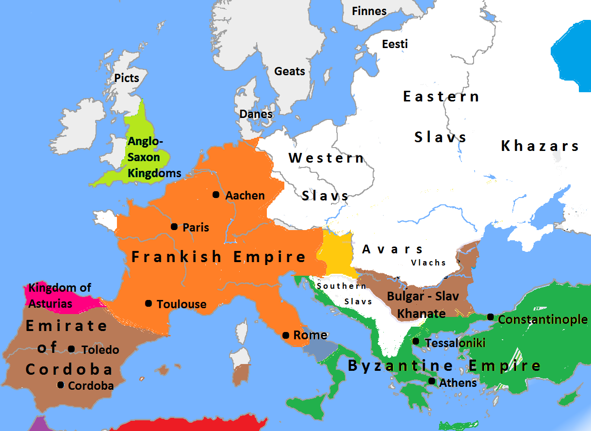 Europe_in_814,_Charlemagne-Rijk Karel de Grote