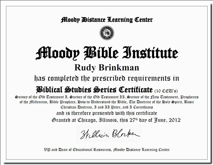 Biblical Studies Certificate Moody