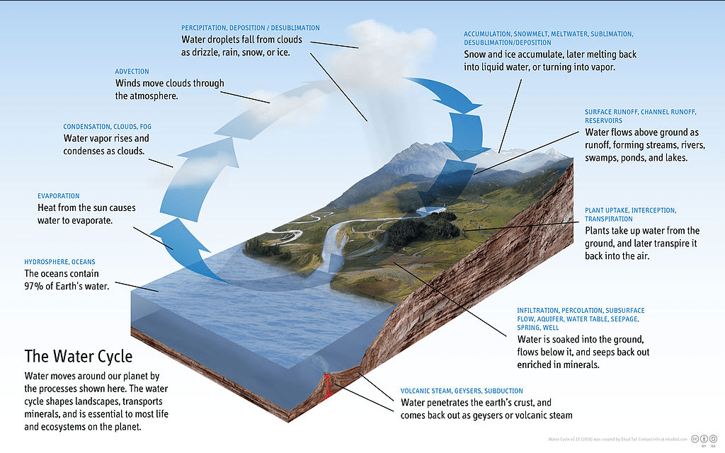 De waterkringloop (Wikimedia)