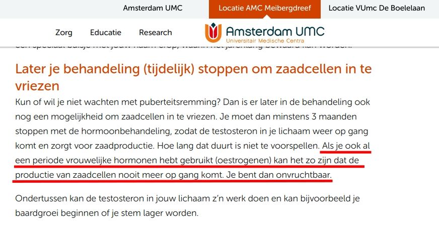Puberteitsremmers en hormoonbehandeling niet omkeerbaar volgens Amsterdam UMC