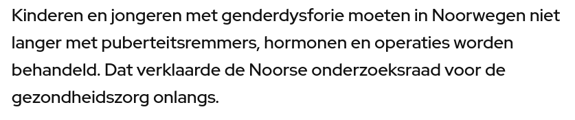 puberteitsremmers Noorwegen beperkt gendertransitie voor minderjarigen
