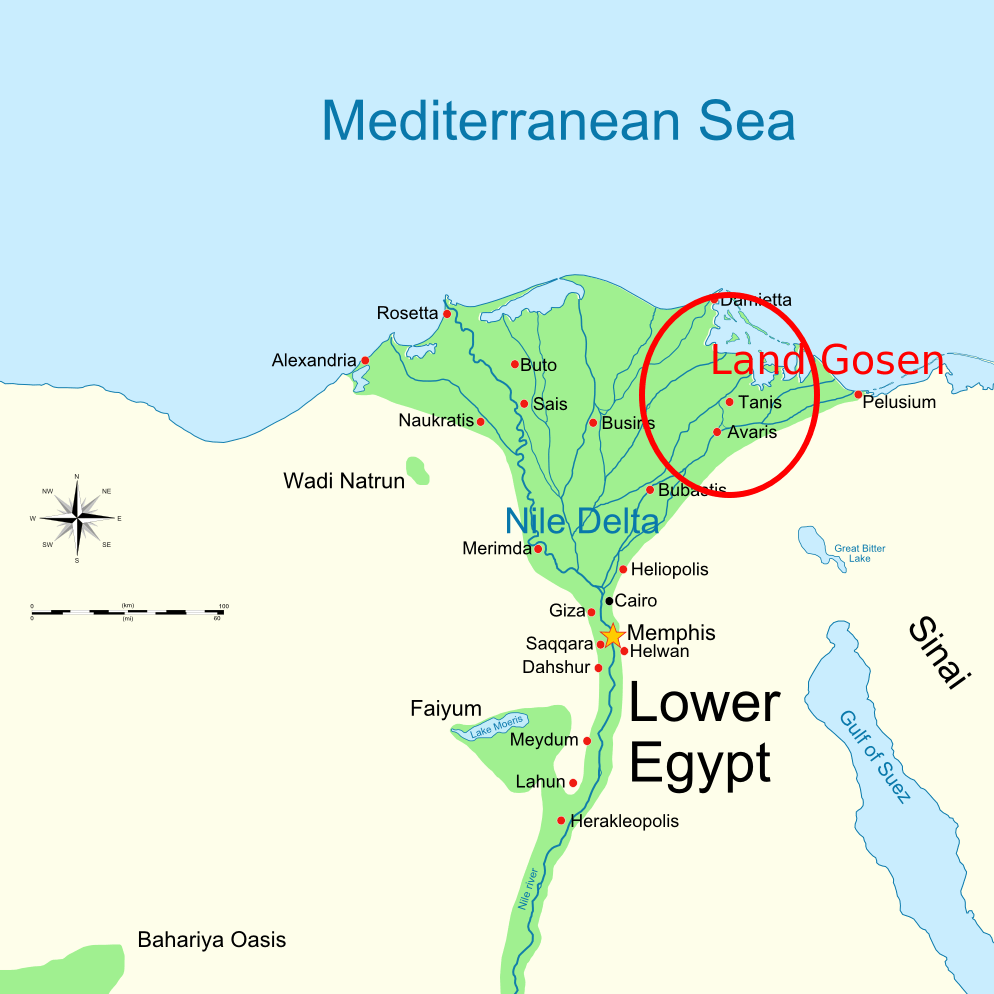 Avaris en het land Gosen in Egypte