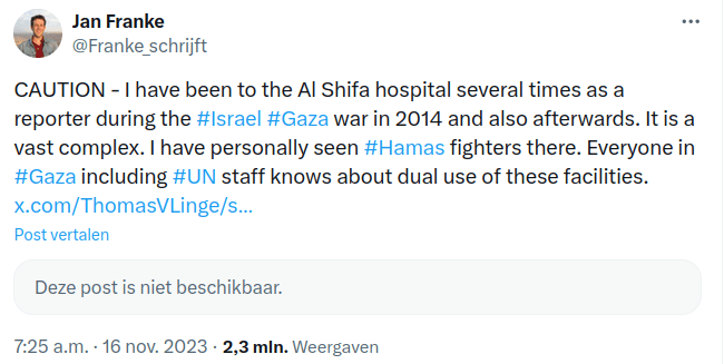 Jan Franke Ziekenhuizen in Gaza militaire basis Hamas